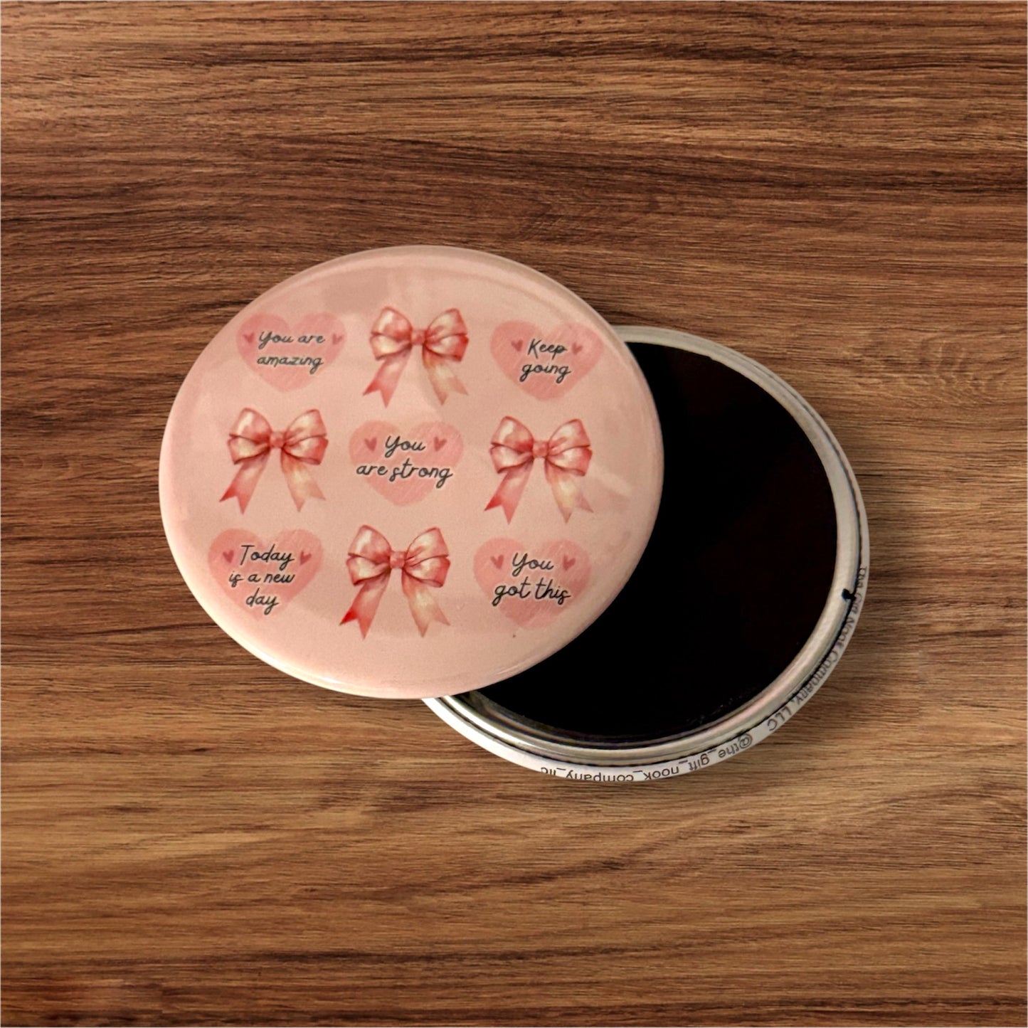 Motivational pink ribbon and heart magnet