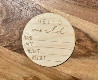 Hello World Sign, Baby Stats Sign, Baby Annoucement Keepsake